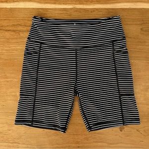 Senita Athletics Black and White Stripes Bike Shorts